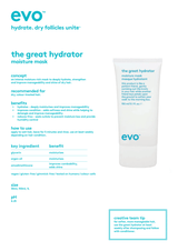 Evo - the great hydrator moisture mask 150ml