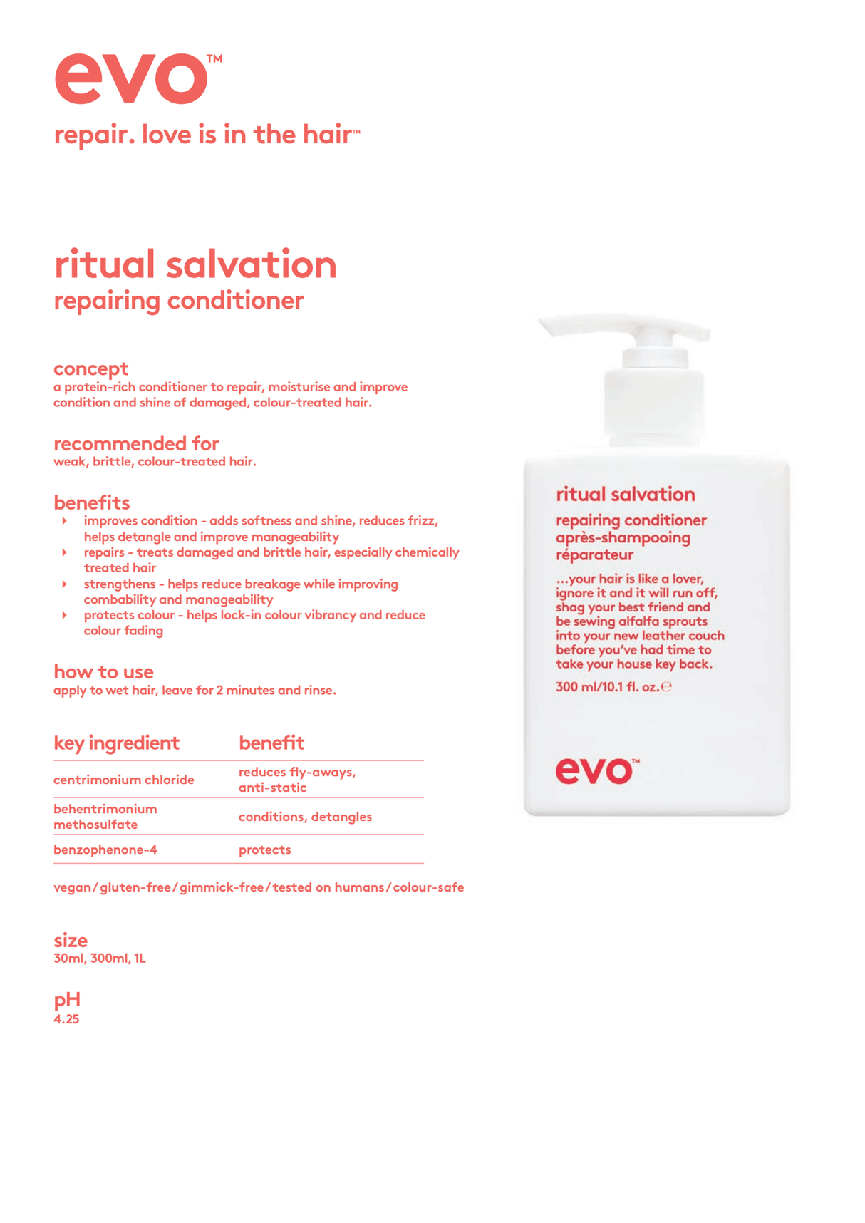 Evo - ritual salvation repairing conditioner 300ml