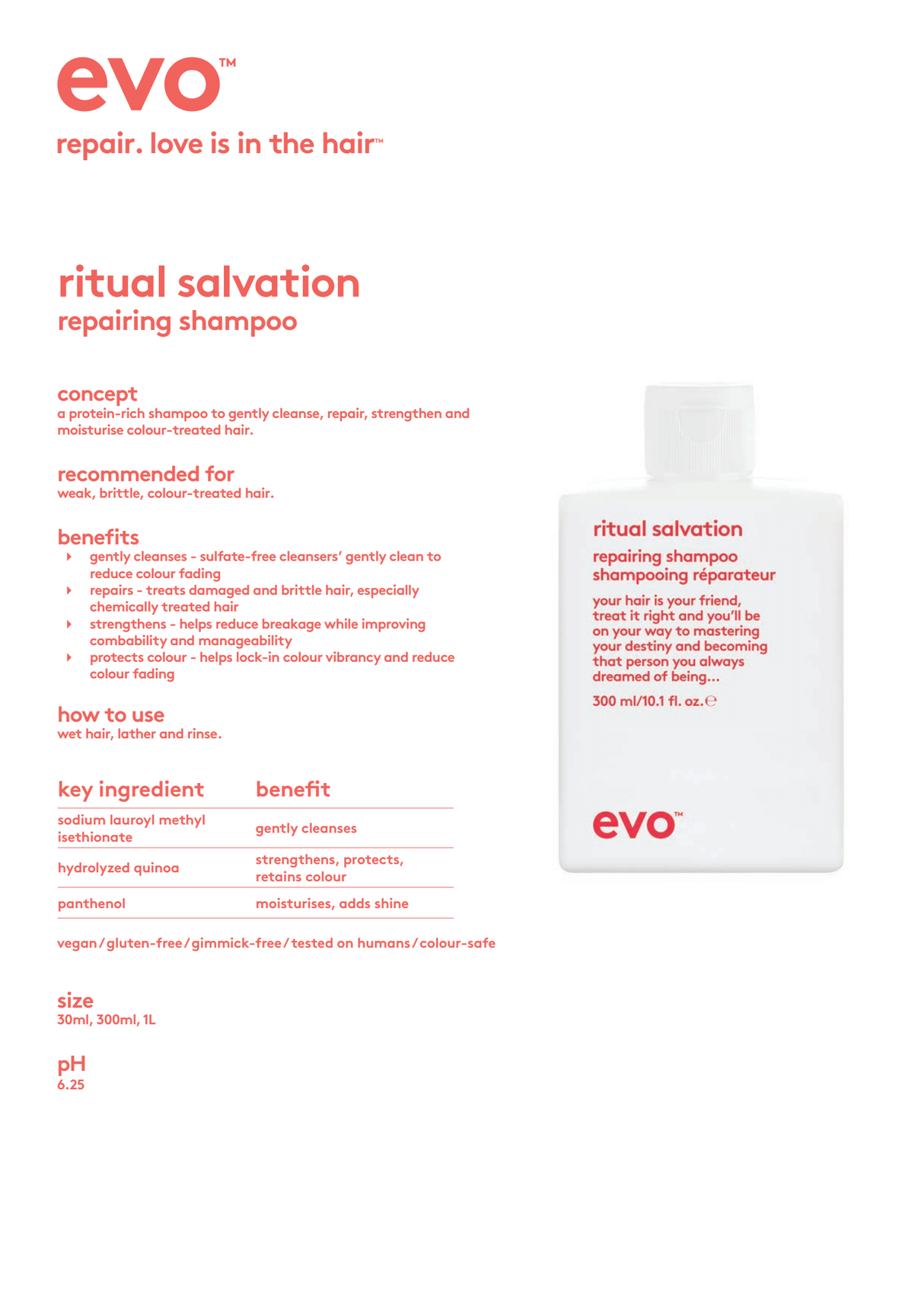 Evo - ritual salvation repairing shampoo 300ml